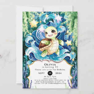 Whimsical Children's Turtle Birthday Invitation