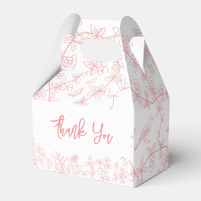 Whimsical Chinoiserie Peach Pink Baby Shower  Favour Box (Back Side)