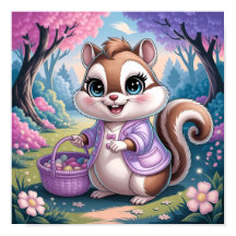 Whimsical chipmunk cartoon animal kids room 