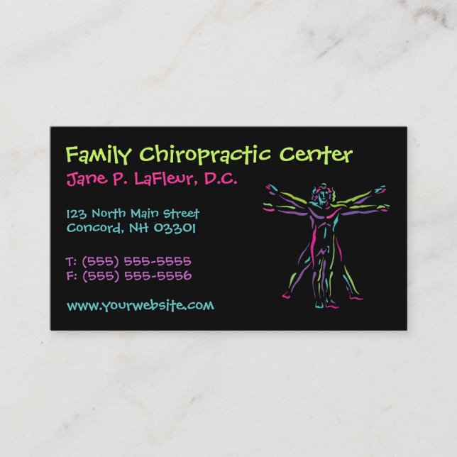 Whimsical Chiropractic Business Cards (Front)