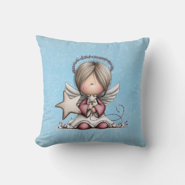 Whimsical Christmas Angel Cushion (Front)