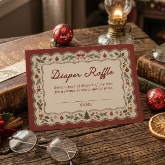 Whimsical Christmas Baby Shower Diaper Raffle Enclosure Card