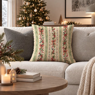 Whimsical Christmas Botanical Decorative Pillow