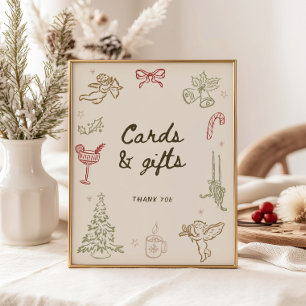 Whimsical Christmas Bridal Shower Cards and Gifts Poster