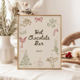 Whimsical Christmas Bridal Shower Hot Chocolate Poster