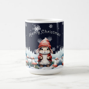 Whimsical Christmas Bunny Coffee Mug