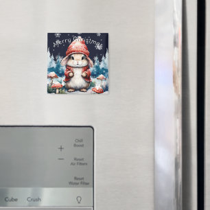 Whimsical Christmas Bunny Magnet