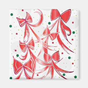 Whimsical Christmas Candy cane bows pattern Magnet