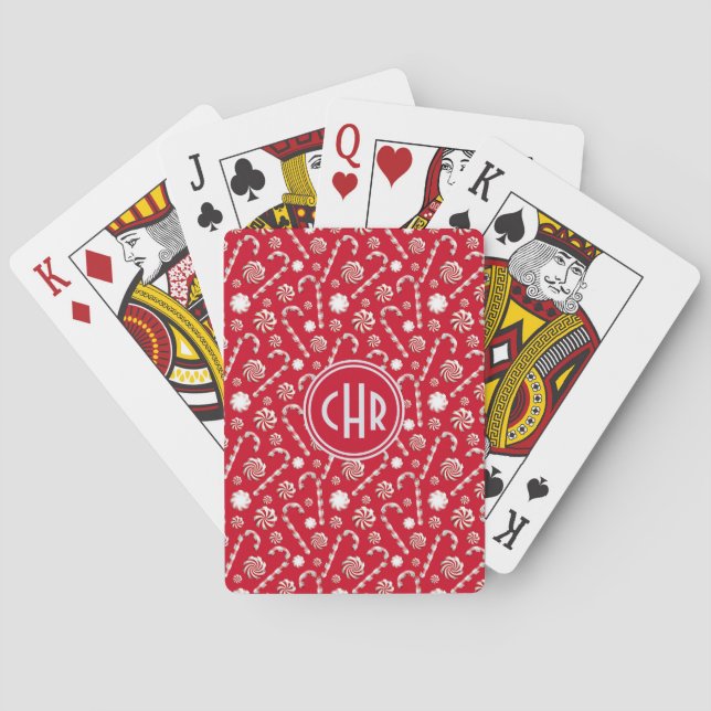 Whimsical Christmas Candy Cane Playing Cards (Back)