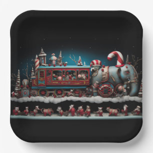 Whimsical Christmas Candy Train 1 Paper Plate