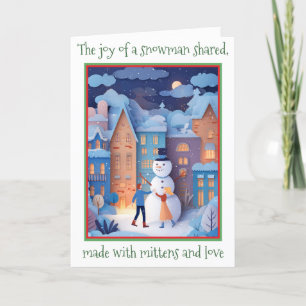 Whimsical Christmas card with cut paper design