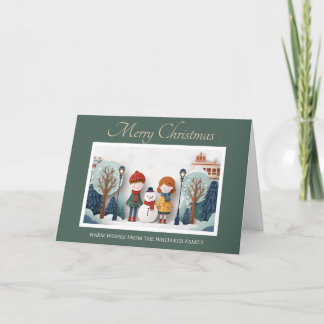 Whimsical Christmas card with cut paper design