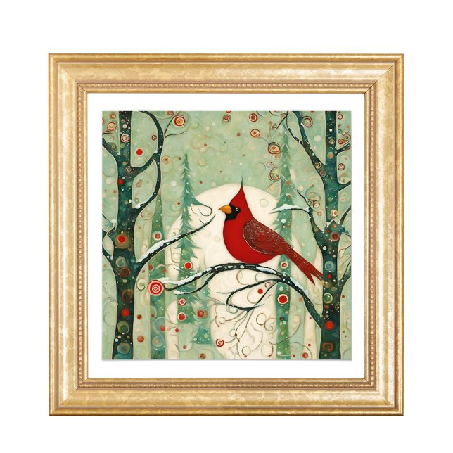 Whimsical Christmas Cardinal Red Bird Photo Print (Creator Uploaded)