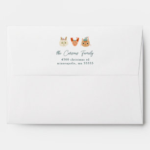 Whimsical Christmas Cats Envelope