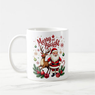 Whimsical Christmas Cheer – Santa and Reindeer Hol Coffee Mug