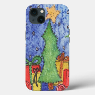 Whimsical Christmas Cheer Watercolor Painting iPhone 13 Case