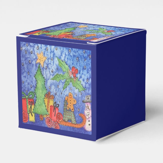 Whimsical Christmas Cheer Watercolor Painting Favour Box (Front Side)