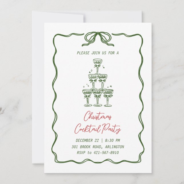 Whimsical Christmas Cocktail Party Invitations (Front)