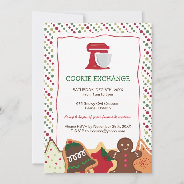 Whimsical Christmas Cookie Exchange Invitation (Front)