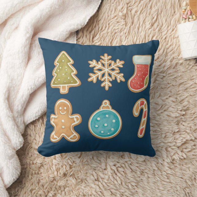 Whimsical Christmas Cookie Icons Cushion (Blanket)