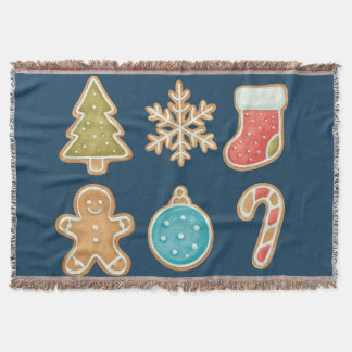 Whimsical Christmas Cookie Icons Throw Blanket
