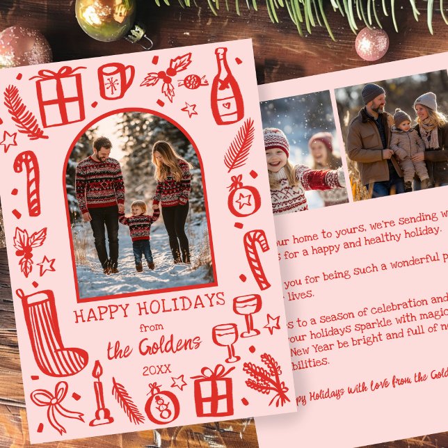 Whimsical Christmas  Cute Custom Arch 3 PHOTO  Holiday Card (Whimsical Christmas Cute Custom Arch 3 PHOTO Holiday Card
)