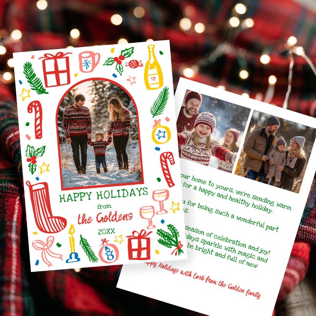 Whimsical Christmas  Cute Custom Arch 3 PHOTO  Holiday Card (Whimsical Christmas Cute Custom Arch 3 PHOTO Holiday Card
)