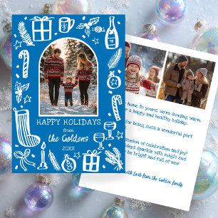 Whimsical Christmas Cute Custom Arch 3 PHOTO Holiday Card