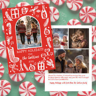 Whimsical Christmas  Cute Custom Arch 4 PHOTO  Holiday Card