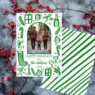 Whimsical Christmas Cute Custom Arch PHOTO Holiday Card