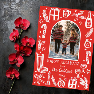 Whimsical Christmas  Cute Custom Arch PHOTO  Holiday Card
