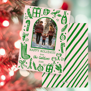 Whimsical Christmas  Cute Custom Arch PHOTO  Holiday Card