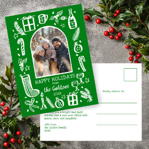 Whimsical Christmas  Cute Custom Arch PHOTO  Holiday Postcard