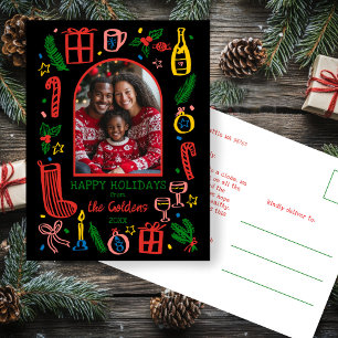 Whimsical Christmas Cute Custom Arch PHOTO Holiday Postcard