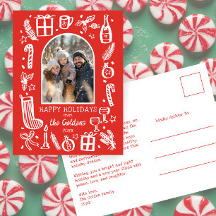 Whimsical Christmas Cute Custom Arch PHOTO Holiday Postcard