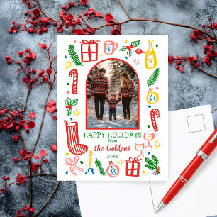 Whimsical Christmas  Cute Custom Arch PHOTO  Holiday Postcard