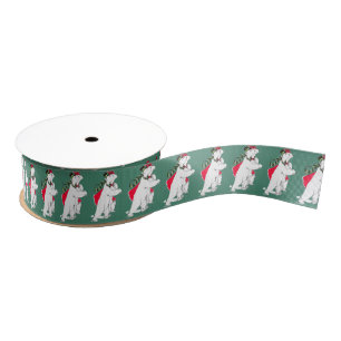 Whimsical Christmas Dancing Polar Bear Ribbon Grosgrain Ribbon