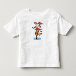 Whimsical Christmas Dog on Ice Skates Toddler T-Shirt