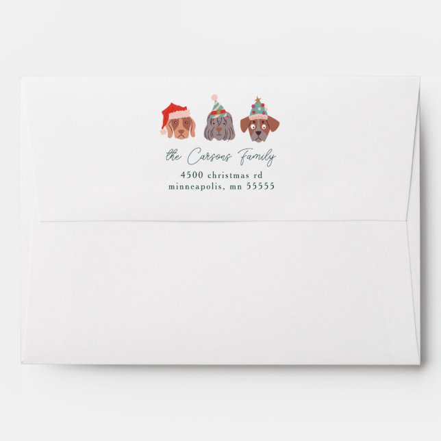 Whimsical Christmas Dogs Envelope (Back (Top Flap))