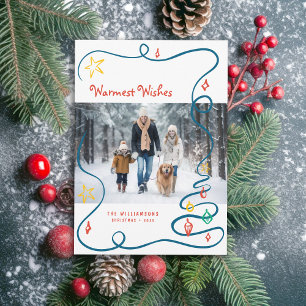 Whimsical Christmas Doodles Handdrawn with Photo Holiday Card