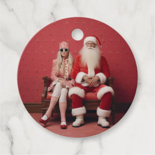 Whimsical Christmas Duo: Santa and Mrs. Claus Favour Tags