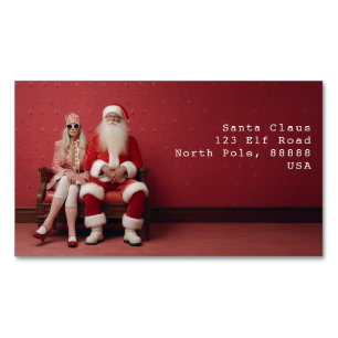 Whimsical Christmas Duo: Santa and Mrs. Claus Magnetic Business Card