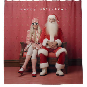Whimsical Christmas Duo: Santa and Mrs. Claus Shower Curtain