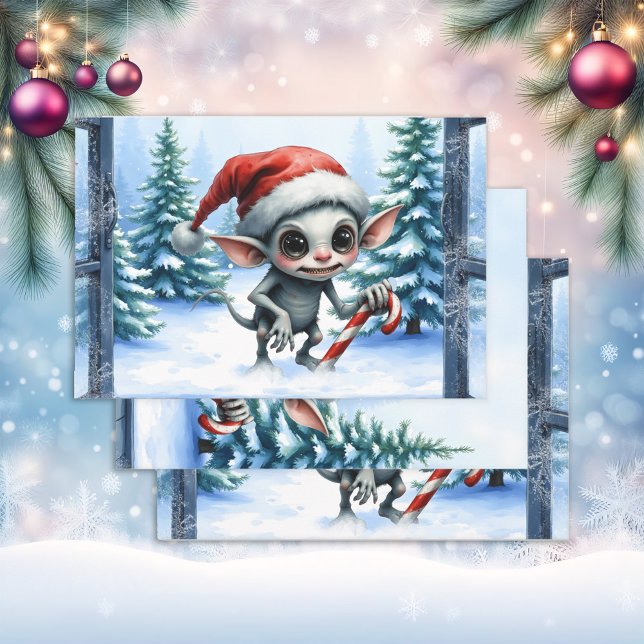 Whimsical Christmas Elf with Candy Cane Wrapping Paper Sheet (Creator Uploaded)