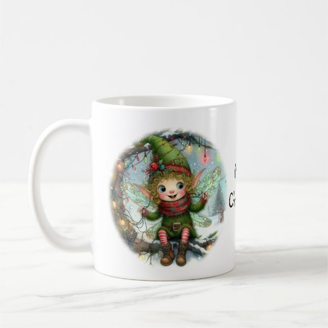 Whimsical Christmas Fairy Coffee Mug (Left)