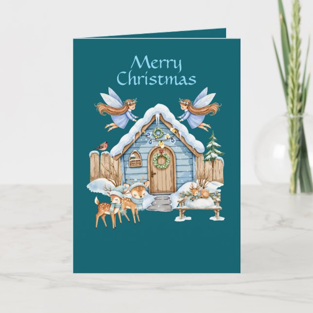 Whimsical Christmas Folded Holiday Card (Front)