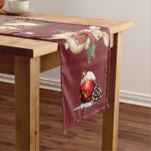 Whimsical Christmas Forest Friends Watercolor Red