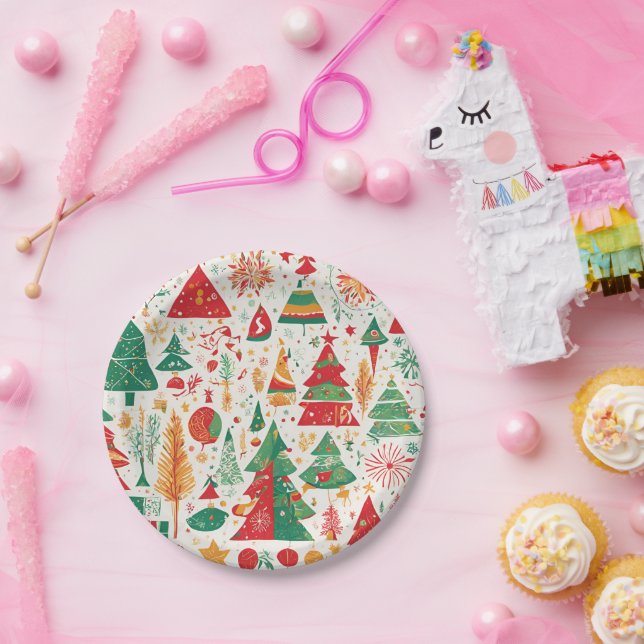 Whimsical Christmas Forest Paper Plate (Party)