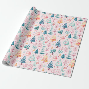 Whimsical Christmas Forest Pattern Wrapping Paper