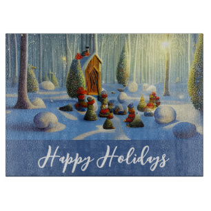 Whimsical Christmas Forest Scene Cutting Board
